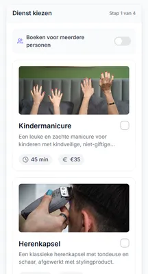 Voorbeeld van een pbw.life boekingspagina op een telefoon